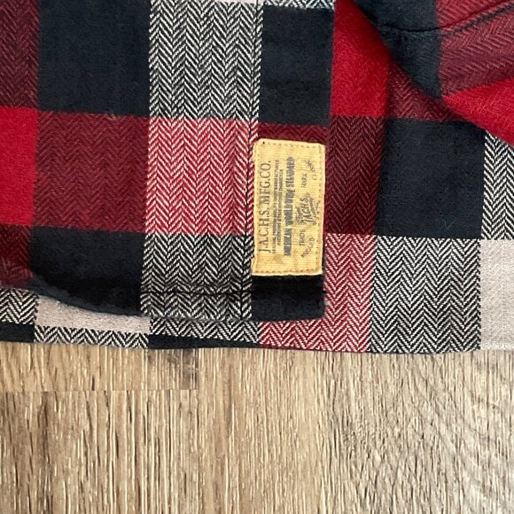 Jachs Men's Brawny Heavy Flannel Shirt Jacket Black Red Plaid Size XLT - Picture 3 of 8